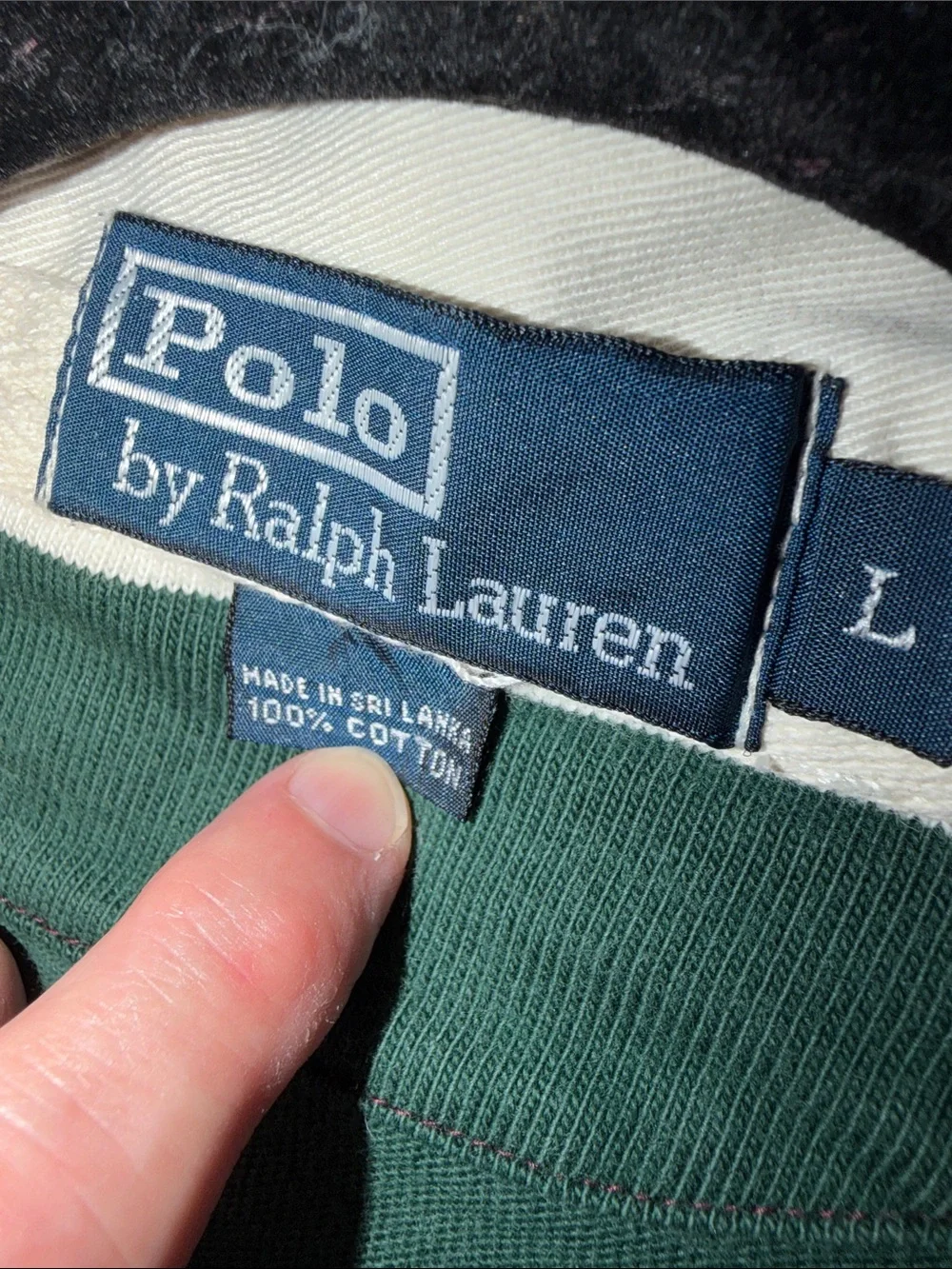Polo by Ralph Lauren Forest Green Sweatshirt with White Trim - Picture 6 of 6